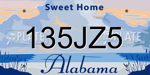 135JZ5 Alabama License Plate