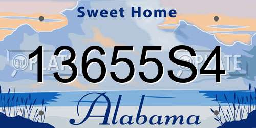13655S4 Alabama License Plate