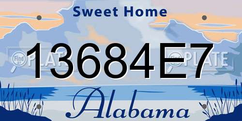 13684E7 Alabama License Plate