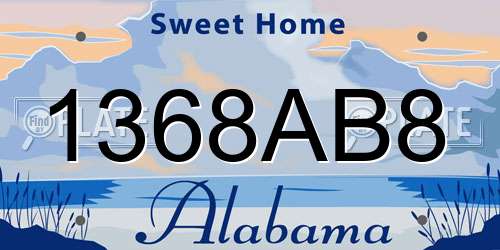 1368AB8 Alabama License Plate