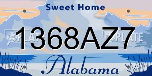 1368AZ7 Alabama License Plate
