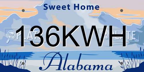 136KWH Alabama License Plate