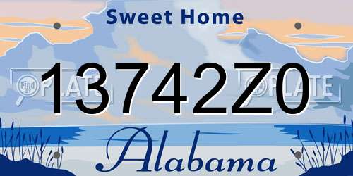 13742Z0 Alabama License Plate