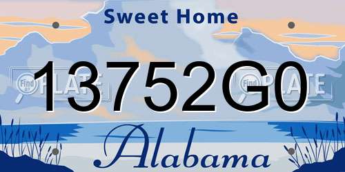 13752G0 Alabama License Plate