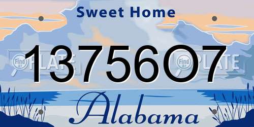 13756O7 Alabama License Plate