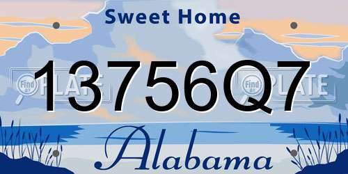 13756Q7 Alabama License Plate