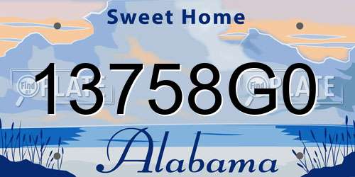 13758G0 Alabama License Plate