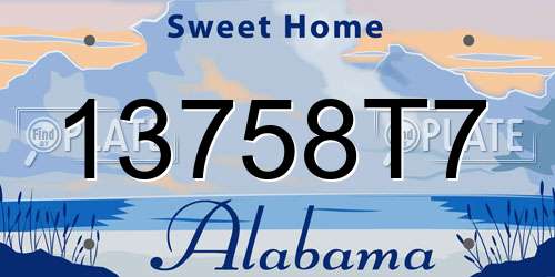 13758T7 Alabama License Plate