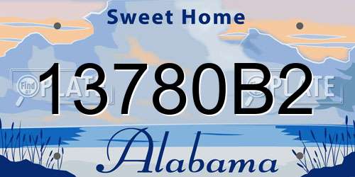 13780B2 Alabama License Plate