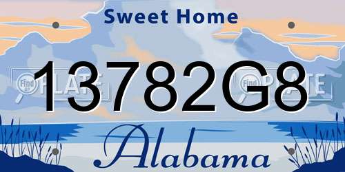 13782G8 Alabama License Plate