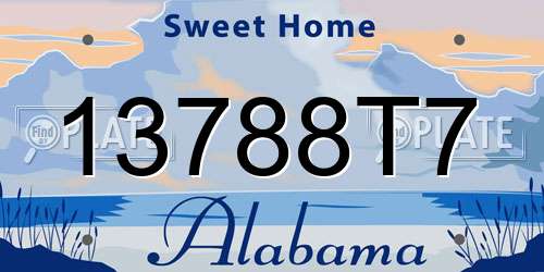 13788T7 Alabama License Plate