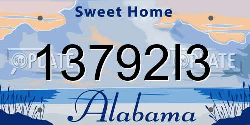 13792I3 Alabama License Plate