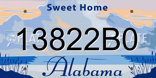 13822B0 Alabama License Plate