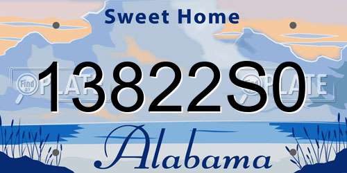 13822S0 Alabama License Plate