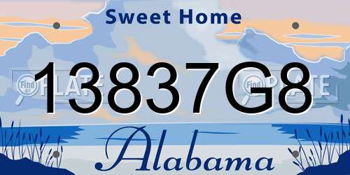 13837G8 Alabama License Plate