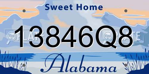 13846Q8 Alabama License Plate