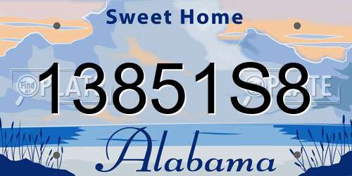 13851S8 Alabama License Plate