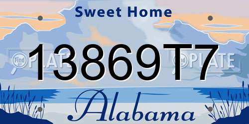 13869T7 Alabama License Plate