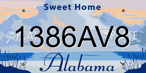 1386AV8 Alabama License Plate