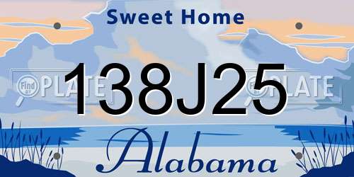 138J25 Alabama License Plate