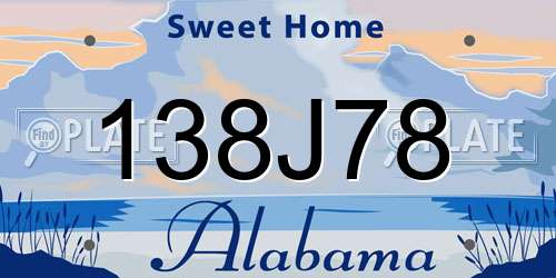 138J78 Alabama License Plate