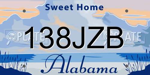 138JZB Alabama License Plate