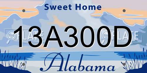 13A300D Alabama License Plate