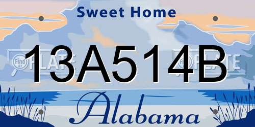 13A514B Alabama License Plate