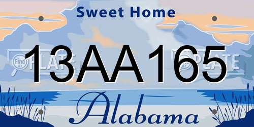 13AA165 Alabama License Plate