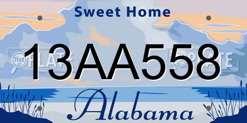 13AA558 Alabama License Plate