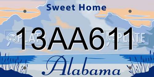 13AA611 Alabama License Plate