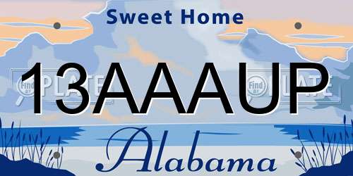 13AAAUP Alabama License Plate