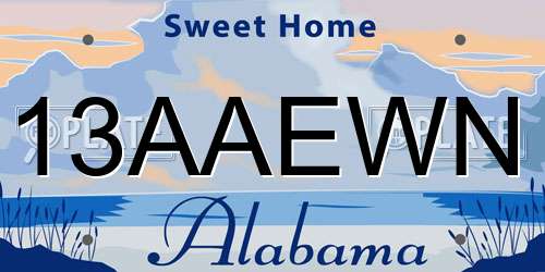 13AAEWN Alabama License Plate