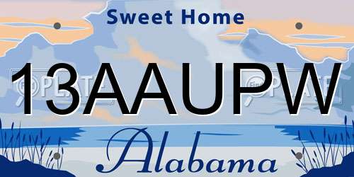 13AAUPW Alabama License Plate