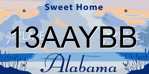 13AAYBB Alabama License Plate