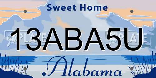 13ABA5U Alabama License Plate