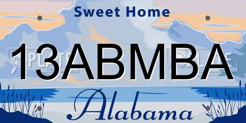 13ABMBA Alabama License Plate