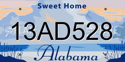 13AD528 Alabama License Plate