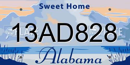 13AD828 Alabama License Plate