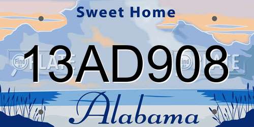 13AD908 Alabama License Plate