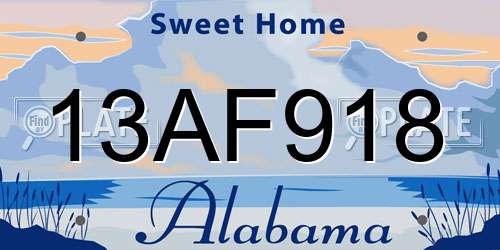 13AF918 Alabama License Plate