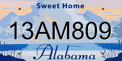 13AM809 Alabama License Plate