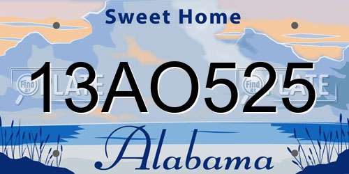 13AO525 Alabama License Plate