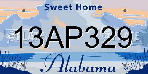 13AP329 Alabama License Plate