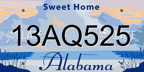 13AQ525 Alabama License Plate