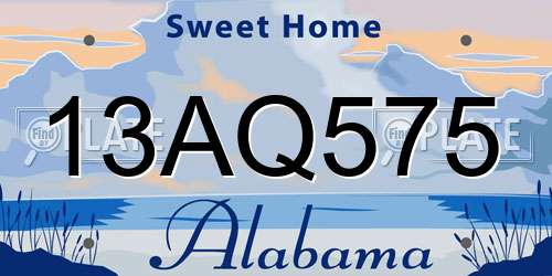 13AQ575 Alabama License Plate
