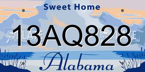 13AQ828 Alabama License Plate