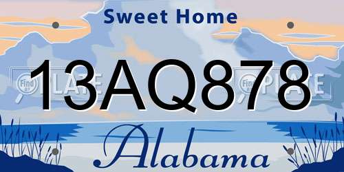 13AQ878 Alabama License Plate