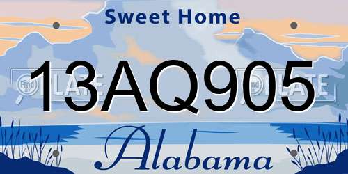 13AQ905 Alabama License Plate