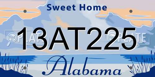 13AT225 Alabama License Plate